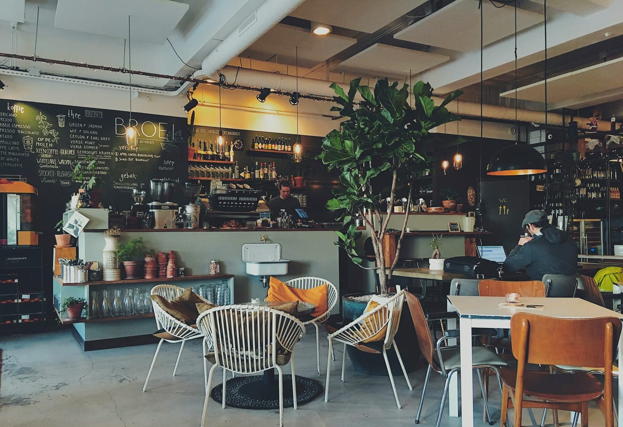 A quiet café table by a window